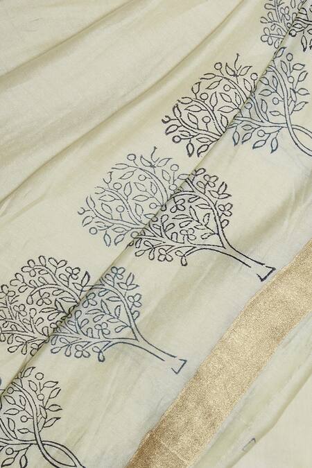 Samyukta Singhania Blue Chanderi Saree With Blouse at Aza Fashions Samyukta Singhania_Blue Chanderi Saree With Blouse_at_Aza_Fashions