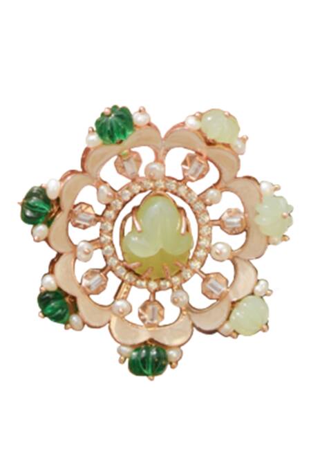 Outhouse_Gold Plated Crystals, Pearls Stud Earrings _Online_at_Aza_Fashions