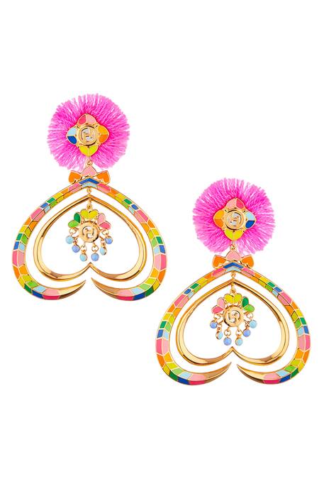 Shop_Outhouse_Multi Color Metal Enamelled Danglers_at_Aza_Fashions