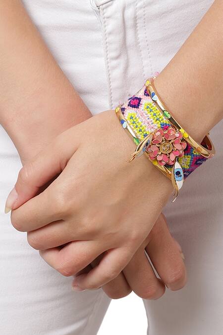 Outhouse Multi Color Thread Aztec Hand Cuff