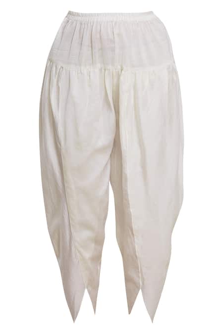 Shop_Seema Nanda_Red Chanderi Silk Notched Kurta Dhoti Pant Set _Online_at_Aza_Fashions