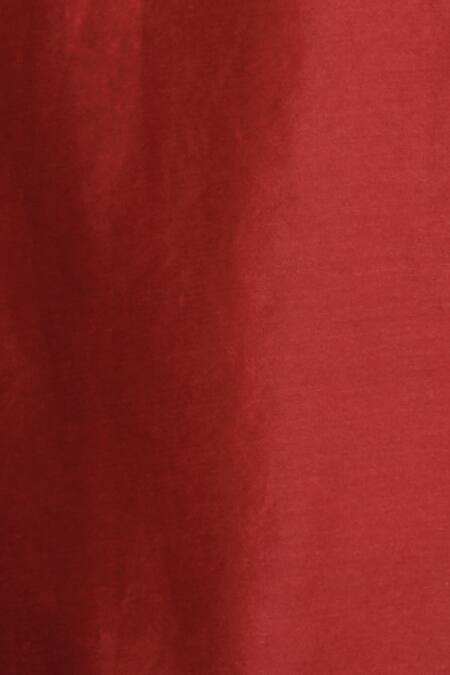 Seema Nanda_Red Chanderi Silk Notched Kurta Dhoti Pant Set _at_Aza_Fashions