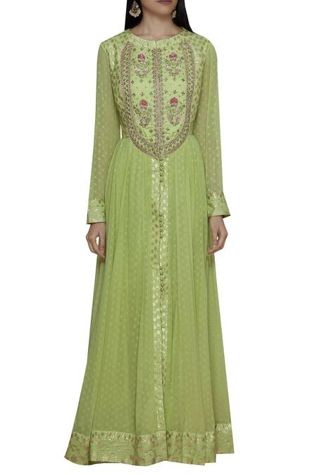 Buy_Shyam Narayan Prasad_Green Embroidered Anarkali Set _Online_at_Aza_Fashions
