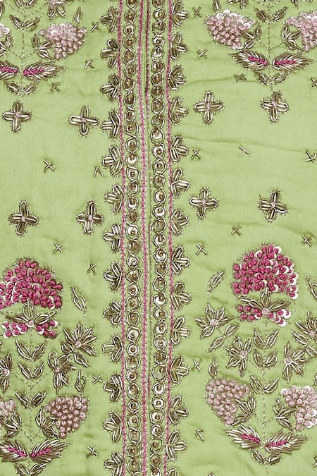 Shyam Narayan Prasad_Green Embroidered Anarkali Set _at_Aza_Fashions