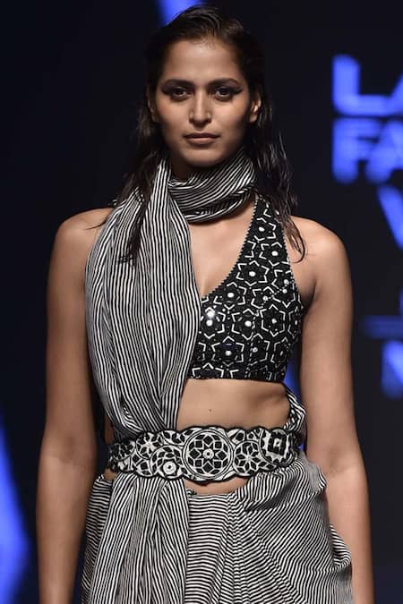 Punit Balana Striped Saree with Blouse 