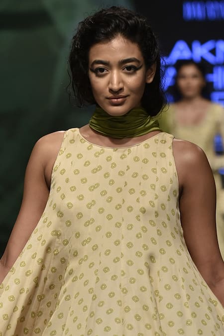 Punit Balana_Yellow Satin Silk Round Printed Anarkali Set _Online_at_Aza_Fashions