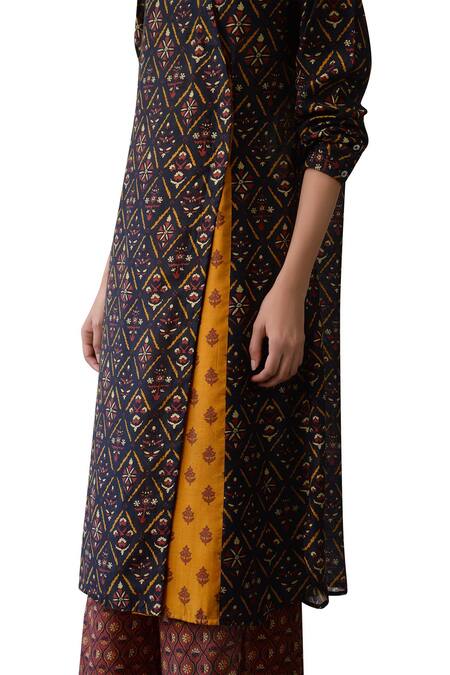 Payal Pratap_Multi Color Viscose Chanderi Round Printed Tunic _at_Aza_Fashions