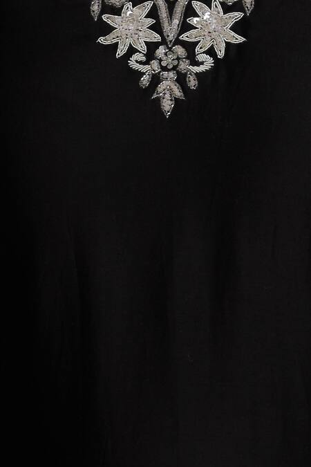 Neha Khullar_Black Kurta And Palazzo Chanderi Silkdupatta Chiffon Notched Set _at_Aza_Fashions