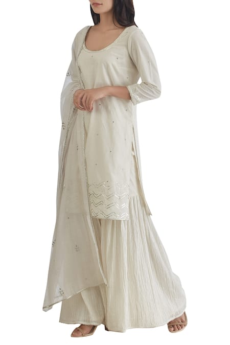RASHIDA SHORT SHARARA SET – White Maison de Couture