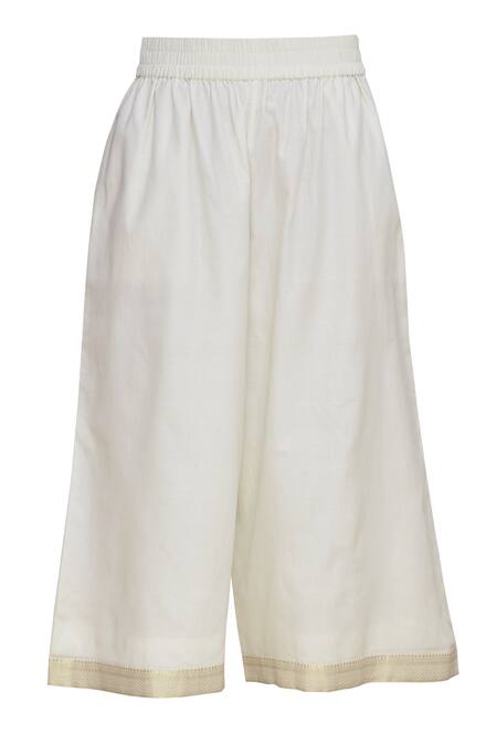 Shop_Label Earthen_Off White Silk Chanderi Resham Embroidered Anarkali Set For Kids_Online_at_Aza_Fashions