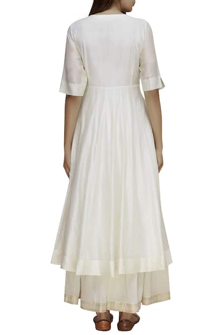 Label Earthen Resham Embroidered Anarkali & Sharara Set For Kids