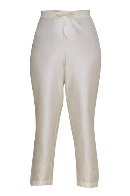 Shop_Label Earthen_Off White Silk Chanderi Kurta Set For Kids_Online_at_Aza_Fashions