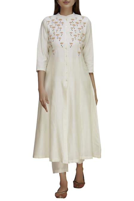 Label Earthen Silk Chanderi Kurta Set For Kids