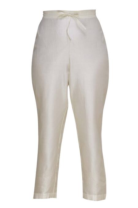 Shop_Label Earthen_Off White Silk Chanderi Embroidered Kurta Set For Kids_Online_at_Aza_Fashions