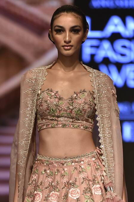 Anushree Reddy Pink Organza Embroidered Lehenga Set Online at Aza Fashions Anushree Reddy_Pink Organza Embroidered Lehenga Set_Online_at_Aza_Fashions