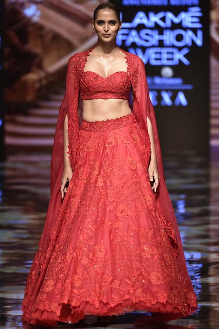 Anushree Reddy Organza Embroidered Lehenga Set