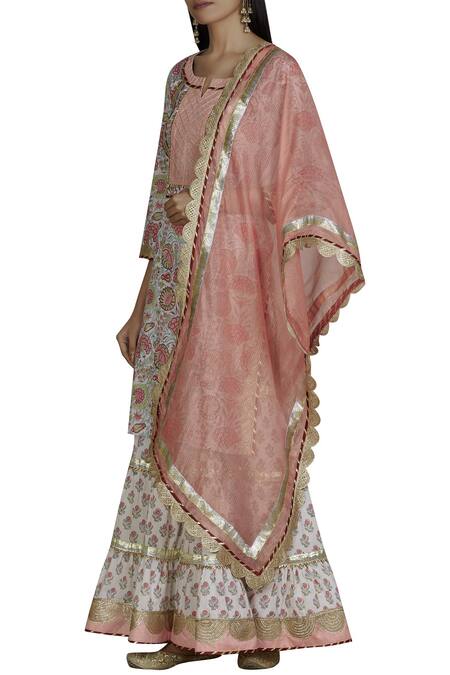 Samyukta Singhania_White Printed Kurta Sharara Set_Online_at_Aza_Fashions