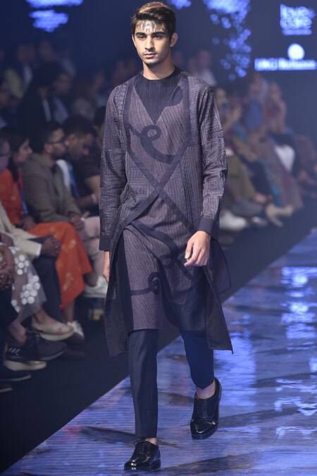 Amaare_Blue Wool Cotton Blend Embroidered Pants _Online_at_Aza_Fashions