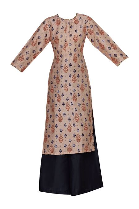 Buy_Samyukta Singhania_Blue Chanderi Kurta Palazzo Set_Online_at_Aza_Fashions