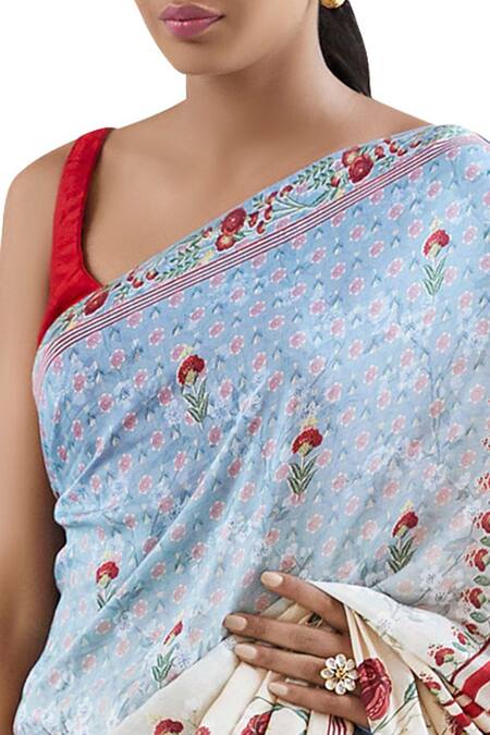 Shop_Anita Dongre_Zaha Saree With Unstitched Blouse Fabric_at_Aza_Fashions