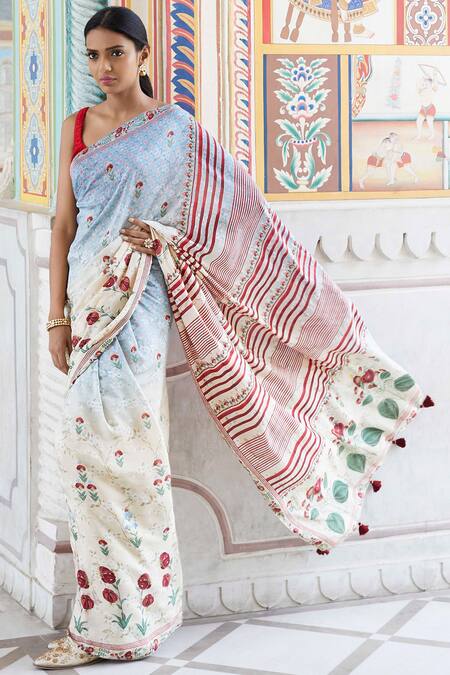 Anita Dongre_Zaha Saree With Unstitched Blouse Fabric_Online_at_Aza_Fashions