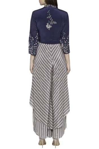 Soup By Sougat Paul Printed Jacket & Draped Pant Set