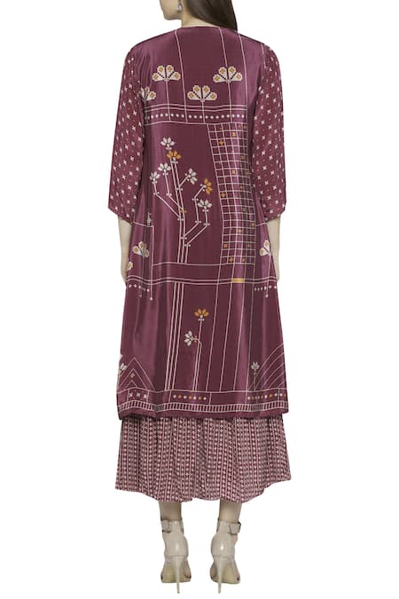 Soup By Sougat Paul Printed Maxi Dress With Jacket 
