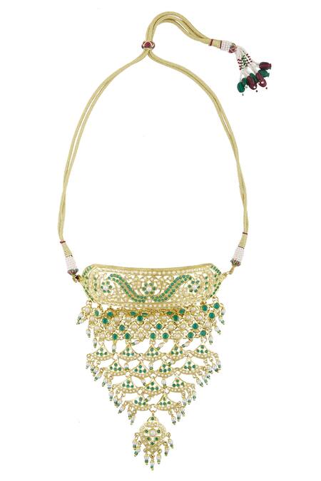 Shop Zevar By Geeta Stone Choker Jewellery Set Online at Aza Fashions Shop_Zevar By Geeta_Stone Choker Jewellery Set_Online_at_Aza_Fashions