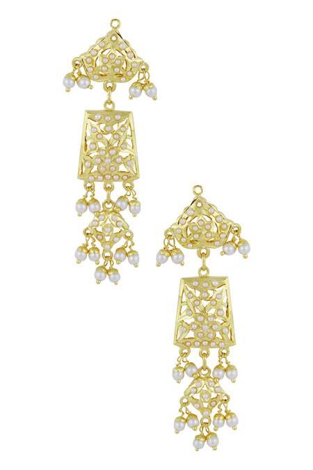 Zevar By Geeta Gold Plated Pearls Stone Choker Set Online at Aza Fashions Zevar By Geeta_Gold Plated Pearls Stone Choker Set_Online_at_Aza_Fashions