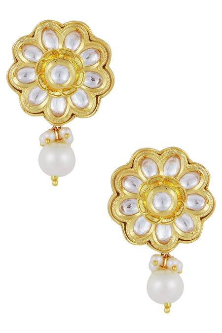 Zevar By Geeta_Gold Plated Kundan Bead Choker Set_Online_at_Aza_Fashions