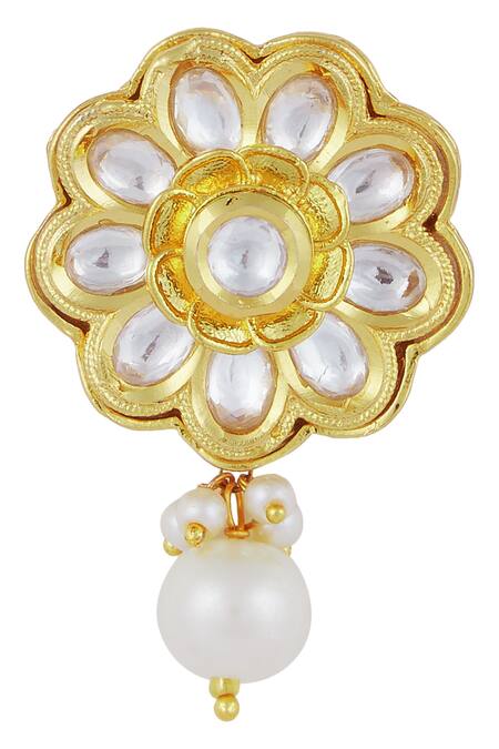 Buy_Zevar By Geeta_Gold Plated Kundan Bead Choker Set_Online_at_Aza_Fashions