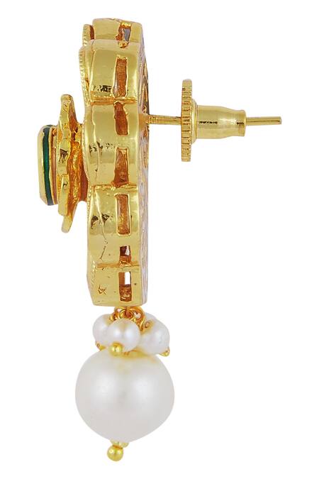 Zevar By Geeta_Gold Plated Kundan Bead Choker Set_at_Aza_Fashions