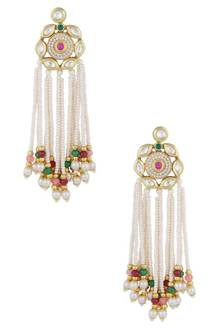Zevar By Geeta_Gold Plated Kundan Bead Choker Set_Online_at_Aza_Fashions