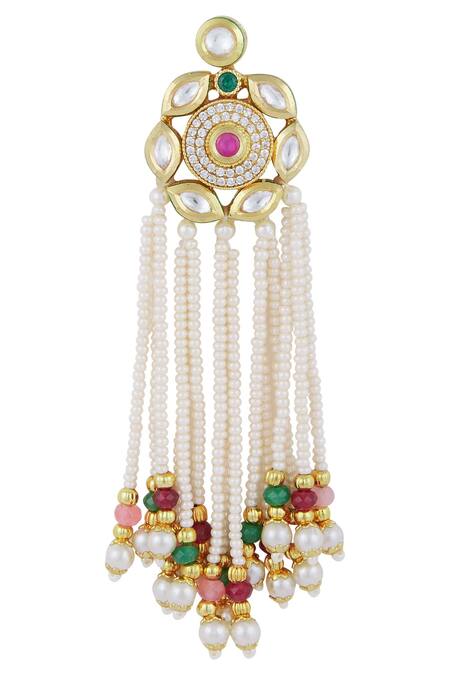 Buy_Zevar By Geeta_Gold Plated Kundan Bead Choker Set_Online_at_Aza_Fashions