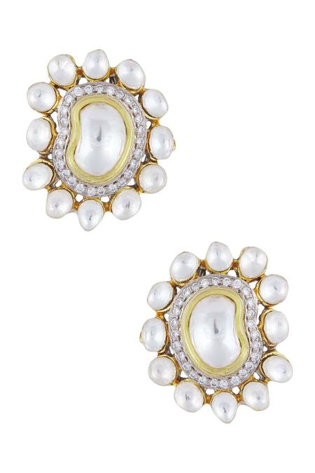 Zevar By Geeta_Gold Plated Kundan Bead Necklace Set_Online_at_Aza_Fashions