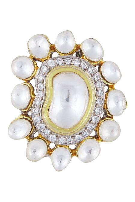 Buy_Zevar By Geeta_Gold Plated Kundan Bead Necklace Set_Online_at_Aza_Fashions