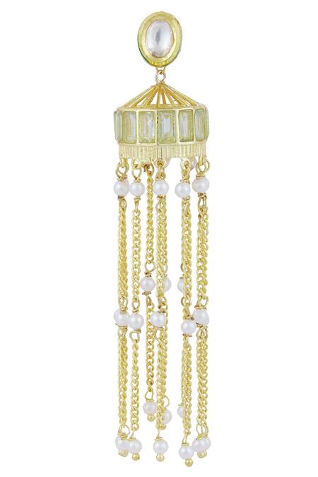 Zevar By Geeta Gold Plated Kundan Bead Earrings Online at Aza Fashions Zevar By Geeta_Gold Plated Kundan Bead Earrings_Online_at_Aza_Fashions