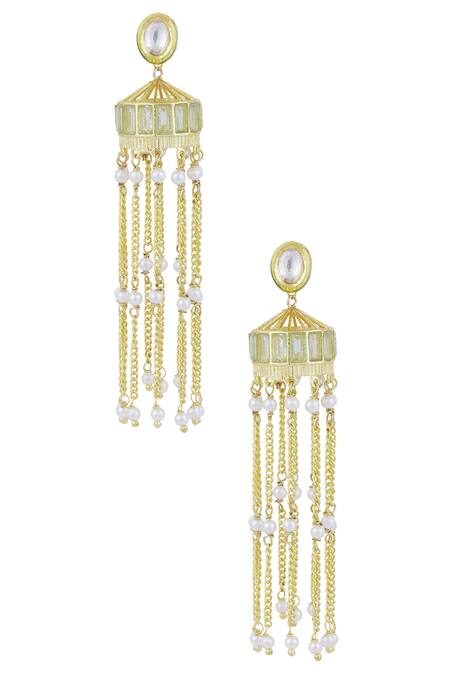 Zevar By Geeta Gold Plated Kundan Bead Earrings