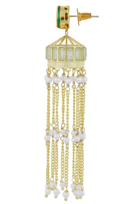 Buy Zevar By Geeta Gold Plated Kundan Bead Earrings Online at Aza Fashions Buy_Zevar By Geeta_Gold Plated Kundan Bead Earrings_Online_at_Aza_Fashions