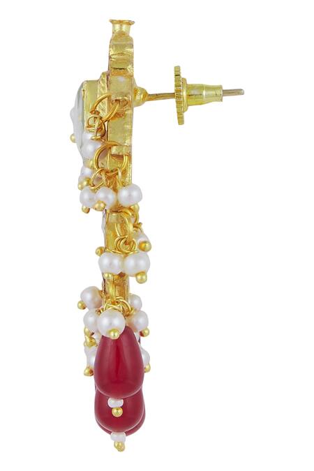 Buy_Zevar By Geeta_Gold Plated Stones Kundan Chandbalis_Online_at_Aza_Fashions