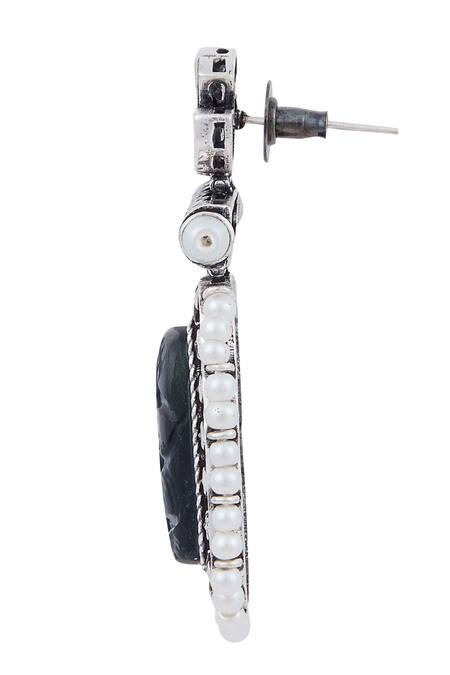 Buy Zevar By Geeta Silver Plated Stones Bead Earrings Online at Aza Fashions Buy_Zevar By Geeta_Silver Plated Stones Bead Earrings_Online_at_Aza_Fashions