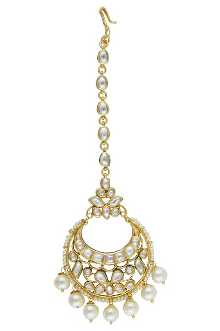 Zevar by Geeta Gold Plated Kundan Maangtikka