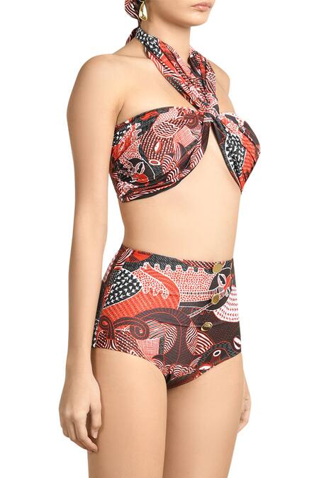 Shivan & Narresh_Black Italian Jersey Bralette With High-waist Bikini_Online_at_Aza_Fashions