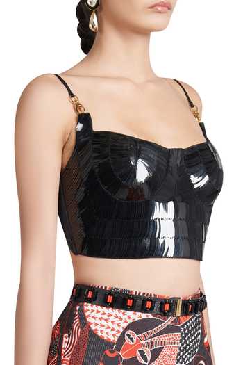 Shivan & Narresh_Black Italian Jersey Embellished Blouse_Online_at_Aza_Fashions