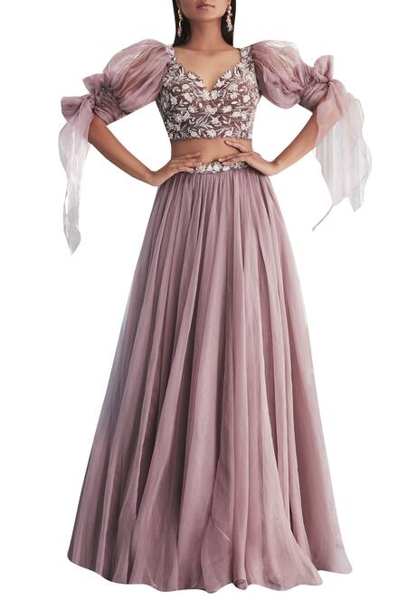 Mahima Mahajan Purple Velvet Sweetheart Neck Embroidered Blouse Lehenga Set Online at Aza Fashions Mahima Mahajan_Purple Velvet Sweetheart Neck Embroidered Blouse Lehenga Set_Online_at_Aza_Fashions