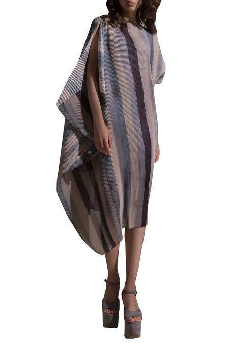 Buy_Abhishek Sharma_Multi Color Georgette Batik Print Dress_Online_at_Aza_Fashions