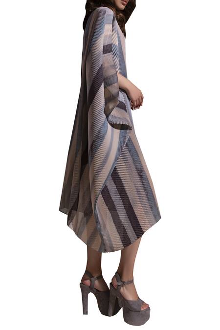 Abhishek Sharma_Multi Color Georgette Batik Print Dress_Online_at_Aza_Fashions