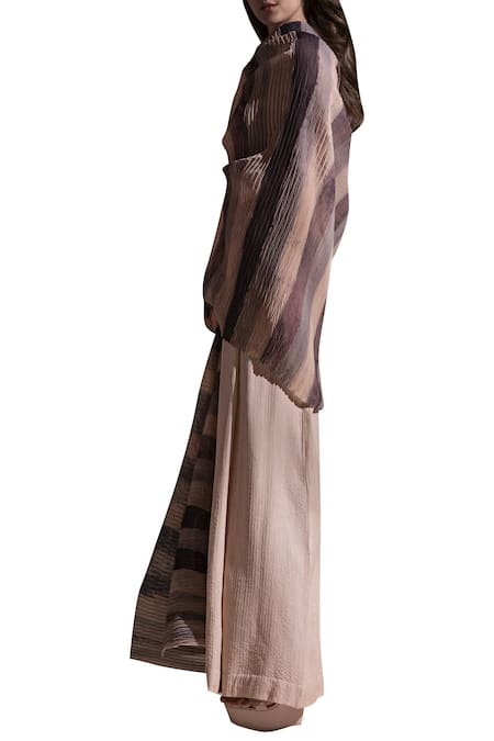 Abhishek Sharma_Multi Color Georgette Asymmetric Batik Print Draped Top_Online_at_Aza_Fashions