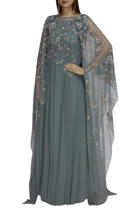 Not So Serious By Pallavi Mohan Grey Embellished Kaftan Dress