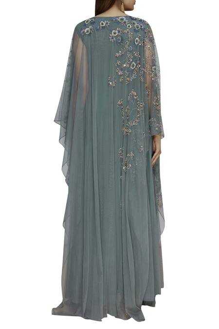 Shop Not So Serious By Pallavi Mohan Grey Embellished Kaftan Dress at Aza Fashions Shop_Not So Serious By Pallavi Mohan_Grey Embellished Kaftan Dress_at_Aza_Fashions